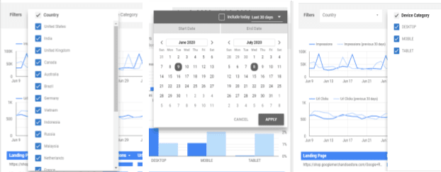 Google Search Console to Data Studio : activation of the controls.
